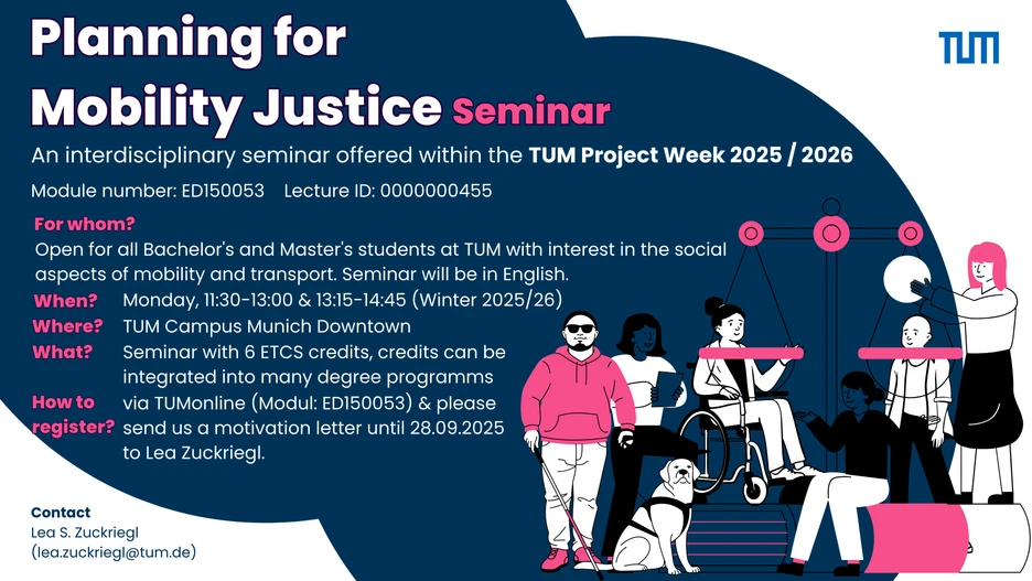 Info Graphic about the new seminar Planning for Mobility Justice